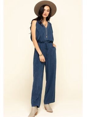 Ariat Why Not Jumpsuit Navy Blue Size Small Rodeo Country Boho Western